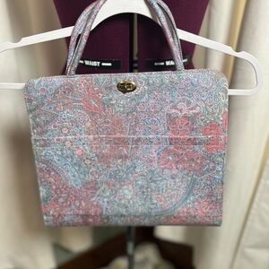 Margaret Smith Vintage Chic Pink and Blue Bag with Abstract Pattern